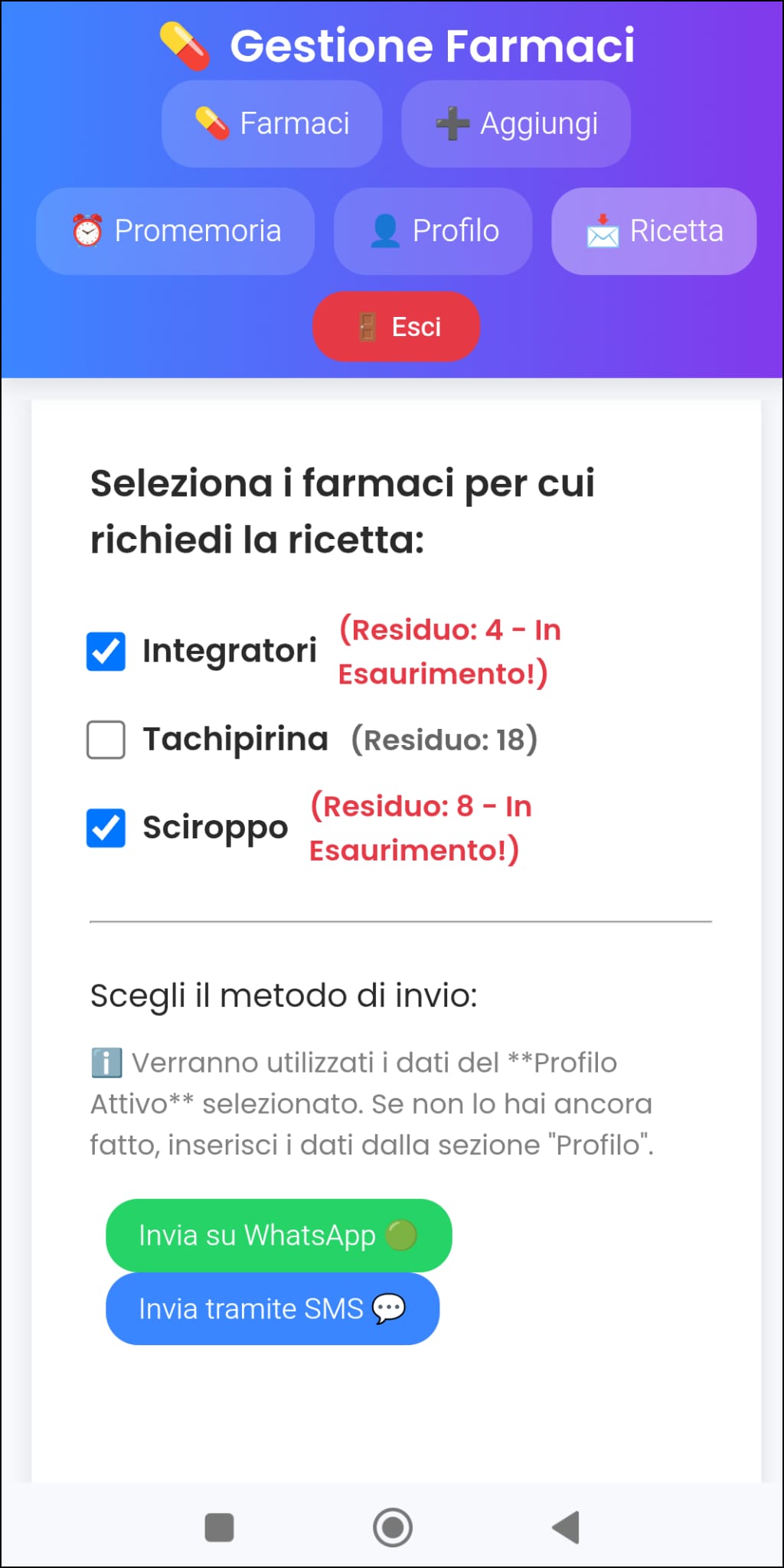 Richiesta Ricetta WhatsApp